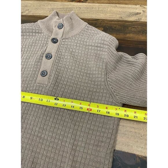 Ethan Pierce Half Buttoned Turtleneck Sweater Beige Cotton Blend Men’s Size M - Picture 6 of 7